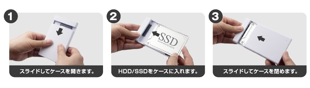 ネジ・工具不要 2.5型SATA HDDケース USB3.1Gen1（USB3.0）USB2.0接続 UASPモード アオテック製品 AOK-25CASE-SLU3 アイティプロテック