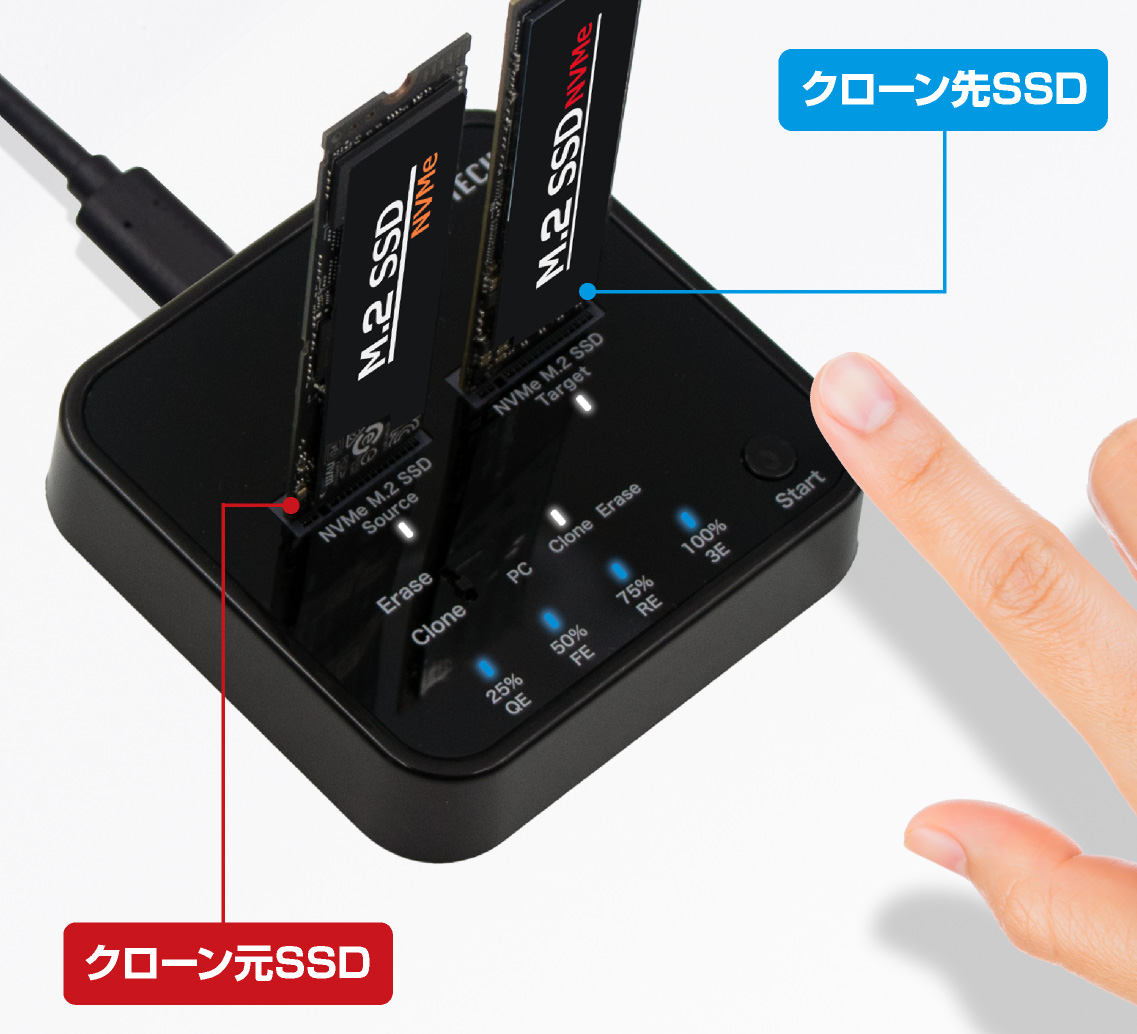 アオテック AOTECH M.2 NVMe SSD クローン4モードイレーススタンド AOK-NVMERCL-20G ITPROTECH アイティプロテック