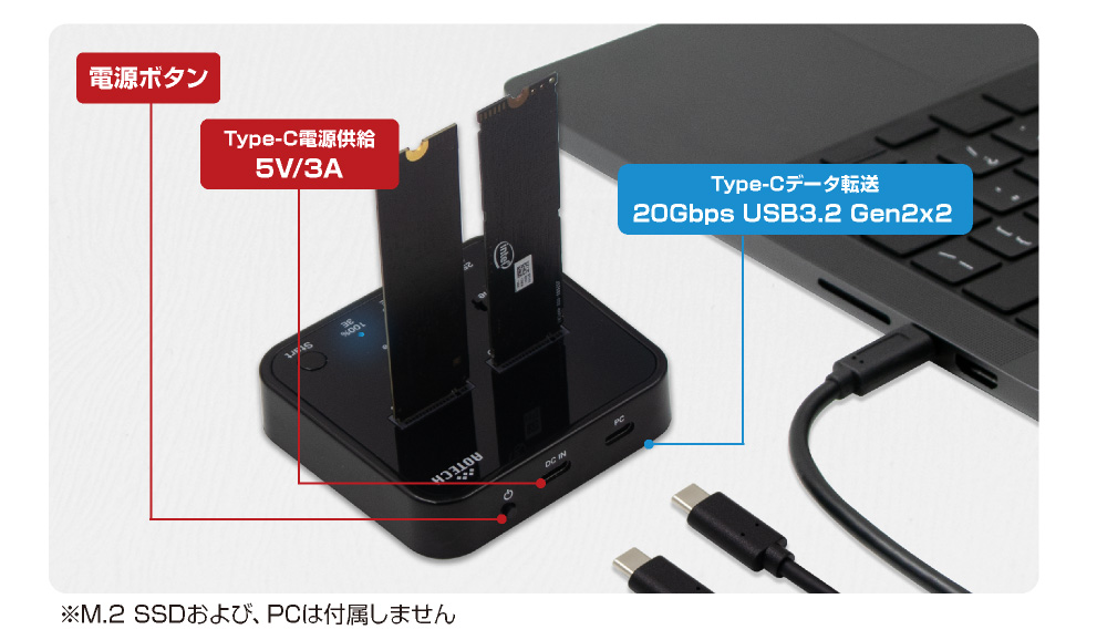 アオテック AOTECH M.2 NVMe SSD クローン4モードイレーススタンド AOK-NVMERCL-20G ITPROTECH アイティプロテック