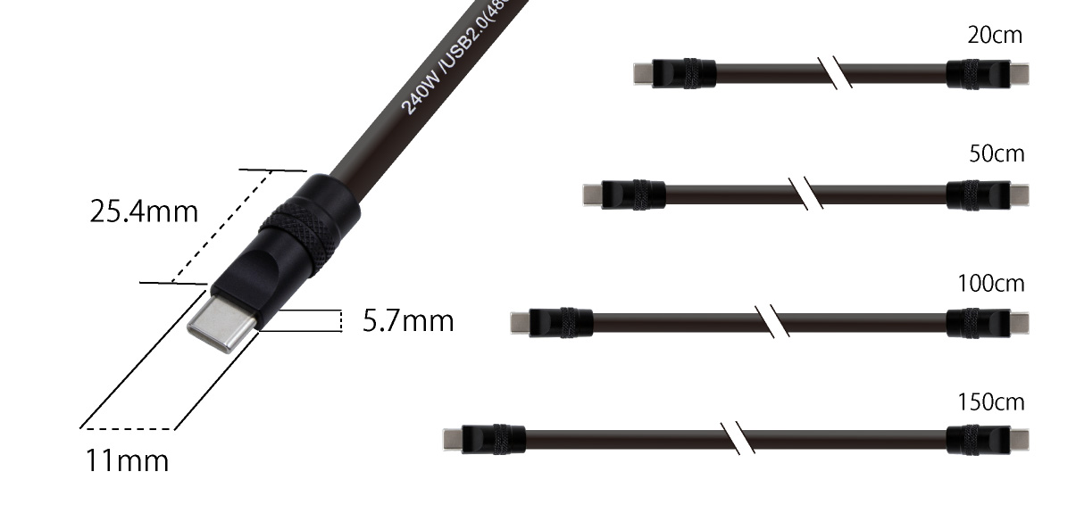ITPROTECH USB Type-Cやわらかケーブル 4本セット ハイグレードケーブル 240W/USB2.0(480bps)IPT-4SET240W-JUST アイティプロテック ジャストシステム