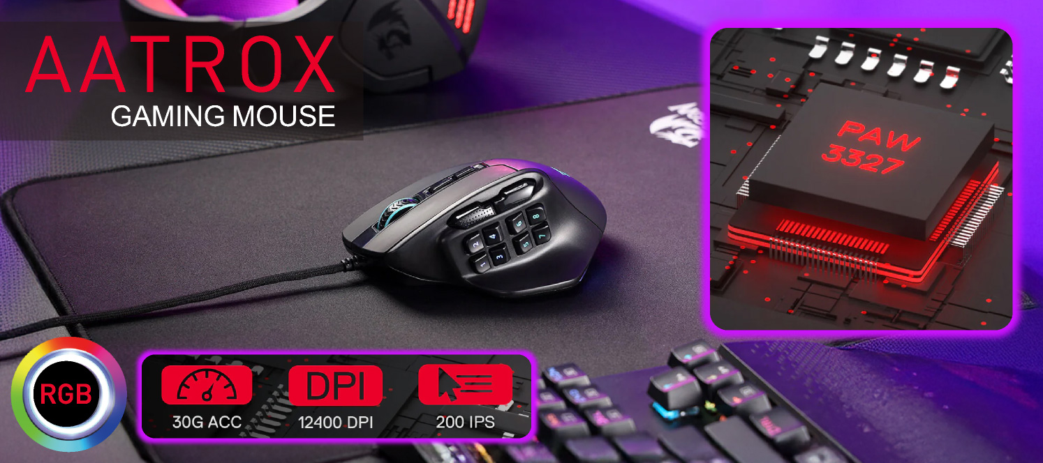 REDRAGON M811 Aatrox MMO Wired Gaming Mouse M811-RGBTI アイティプロテック